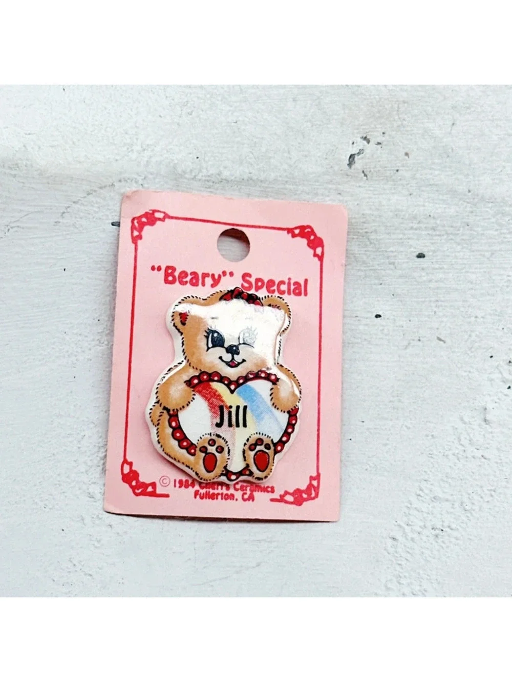 1063mc. Jill Personalized Bear Vintage Pin